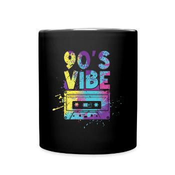 Vibe 90er Karneval 90 Retro Party Jahr 1990 Batiken - Tasse einfarbig - Schwarz - Vorne