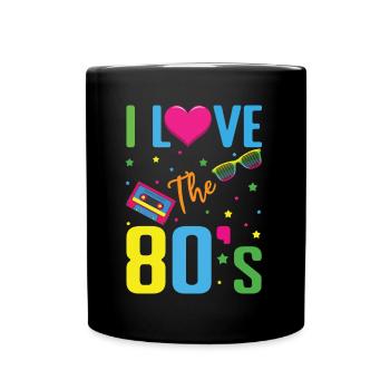 Heart Love 80er Jahre Karneval 80er Jahre Retro Party 1980 - Tasse einfarbig - Schwarz - Vorne