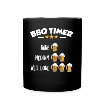 BBQ Timer - Rare, Medium, Well Done, Beer - Full Colour Mug - black - Front