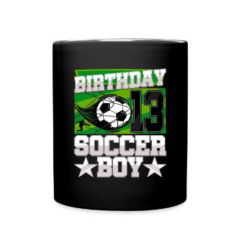 13th birthday Boy Soccer 13 Years Old Gifts - Full Colour Mug - black - Front