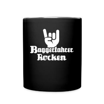 Baggerfahrer Rocken - Tasse einfarbig - Schwarz - Vorne