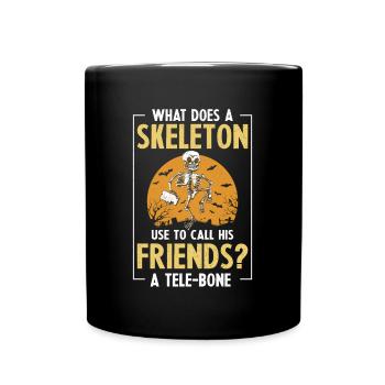 Skeleton Call Friends Tele-Bone Skelett Halloween - Mug uni - noir - Devant