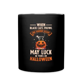 Black Cats Prowl Pumpkin Gleams Halloween - Full Colour Mug - black - Front