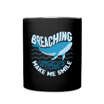 Breaching Whales Make Me Smile Whale Lover Gifts - Tasse einfarbig - Schwarz - Vorne