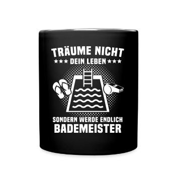 Bademeister Schwimmmeister - Tasse einfarbig - Schwarz - Vorne