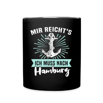 Hamburg Sprüche - Tasse einfarbig - Schwarz - Vorne