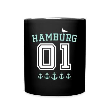 Hamburg Spruch - Tasse einfarbig - Schwarz - Vorne