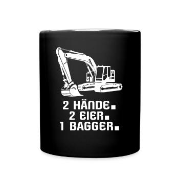 Baggerfahrer Bagger - Tasse einfarbig - Schwarz - Vorne