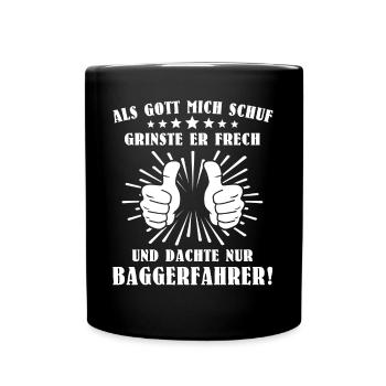 Baggerfahrer Bagger - Tasse einfarbig - Schwarz - Vorne