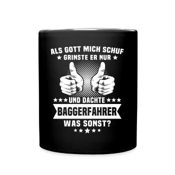 Baggerführer Baggerfahrer - Tasse einfarbig - Schwarz - Vorne