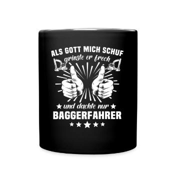 Baggerführer Baggerfahrer - Tasse einfarbig - Schwarz - Vorne