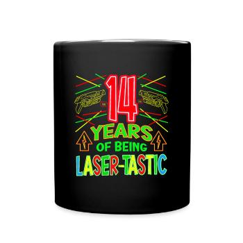14 ans d’être laser tastique ans laser - Mug uni - noir - Devant