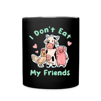 Huhn Schwein Kuh Freunde Design für Veganer - Tasse einfarbig - Schwarz - Vorne