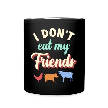 Freunde Kuh Huhn Schwein Design für Veganer - Tasse einfarbig - Schwarz - Vorne