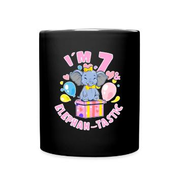 Birthday Elephant 7 Years Old Bday Party Gift - Tasse einfarbig - Schwarz - Vorne