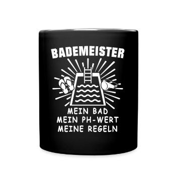 Schwimmmeister Bademeister - Tasse einfarbig - Schwarz - Vorne