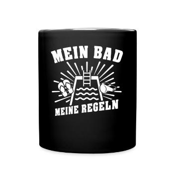 Schwimmmeister Bademeister - Tasse einfarbig - Schwarz - Vorne