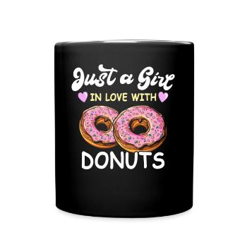 Donut Mädchen Doughnuts - Tasse einfarbig - Schwarz - Vorne