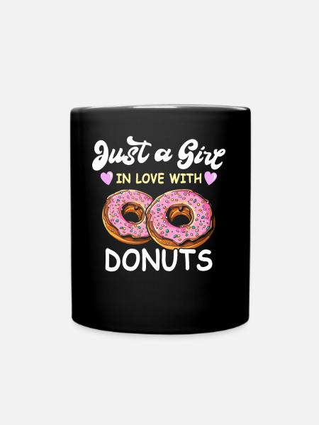 Donut Mädchen Doughnuts - Tasse einfarbig - Schwarz