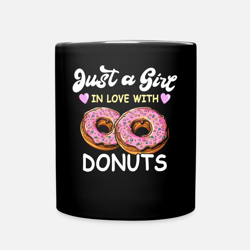 Donut Mädchen Doughnuts - Tasse einfarbig - Schwarz