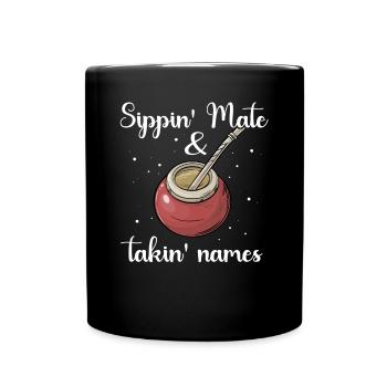 Yerba Mate Tea Bombilla - Full Colour Mug - black - Front
