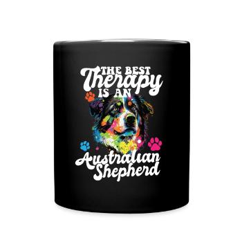 Australian Shepherd Pop Art & Dog Lover & Splash - Full Colour Mug - black - Front
