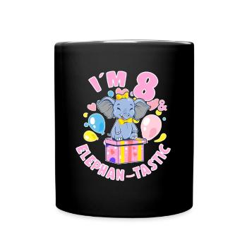 Birthday Elephant 8 Years Old Bday Party Gift - Tasse einfarbig - Schwarz - Vorne