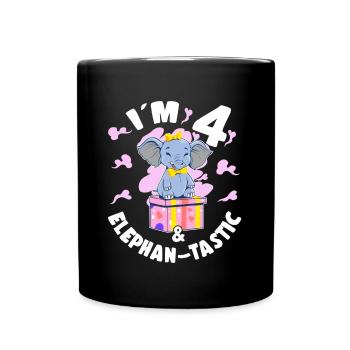 4th Birthday Daughter Cute 4 Year Old Girl Gift - Full Colour Mug - black - Front