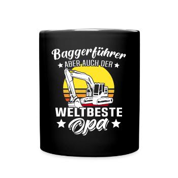 Baggerfahrer Opa Baggerführer - Tasse einfarbig - Schwarz - Vorne
