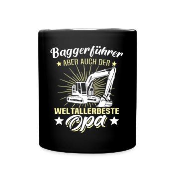 Baggerfahrer Opa - Tasse einfarbig - Schwarz - Vorne