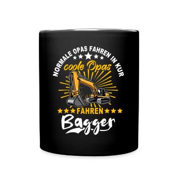 Baggerfahrer Opa Baggerführer - Tasse einfarbig - Schwarz - Vorne