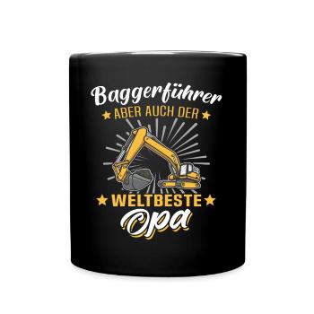 Baggerfahrer Opa Baggerführer - Tasse einfarbig - Schwarz - Vorne