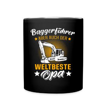 Opa Baggerführer - Tasse einfarbig - Schwarz - Vorne
