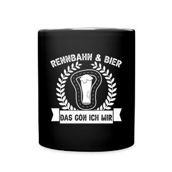 Slotracing Rennbahn & Bier Das Gön Ich Mir - Tasse einfarbig - Schwarz - Vorne