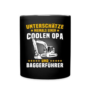 Baggerfahrer Baggerführer Opas - Tasse einfarbig - Schwarz - Vorne