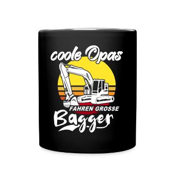 Baggerfahrer Opa Baggerführer - Tasse einfarbig - Schwarz - Vorne