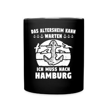 Hamburg - Tasse einfarbig - Schwarz - Vorne