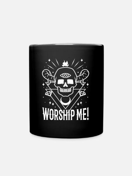 Worship me - Tasse einfarbig - Schwarz