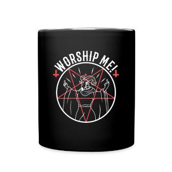 Worship me - Tasse einfarbig - Schwarz - Vorne