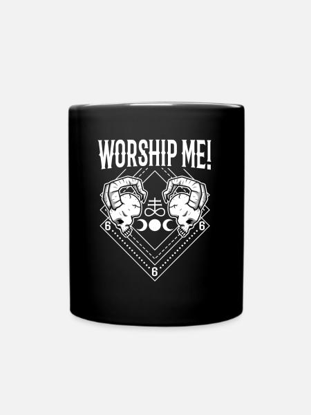 Worship me - Tasse einfarbig - Schwarz