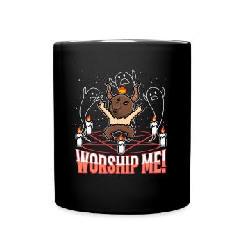 Worship me - Tasse einfarbig - Schwarz - Vorne