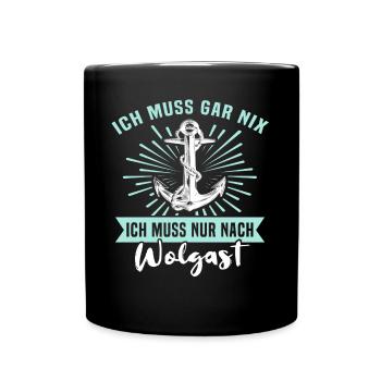 Wolgast Sprüche - Tasse einfarbig - Schwarz - Vorne