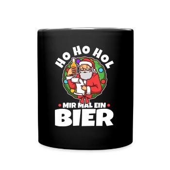 Ho Ho Hol mir mal ein Bier - Tasse einfarbig - Schwarz - Vorne