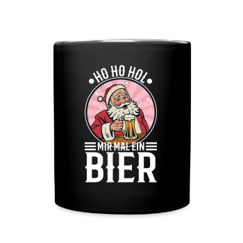 Ho Ho Hol mir mal ein Bier - Tasse einfarbig - Schwarz - Vorne