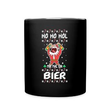 Ho Ho Hol mir mal ein Bier - Tasse einfarbig - Schwarz - Vorne