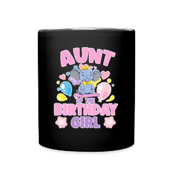 Aunt Of the Birthday Girl Elephant Family Party - Tasse einfarbig - Schwarz - Vorne