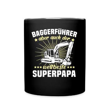 Baggerfahrer Papa - Tasse einfarbig - Schwarz - Vorne