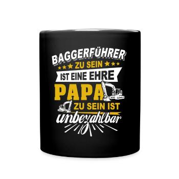 Baggerfahrer Papa - Tasse einfarbig - Schwarz - Vorne