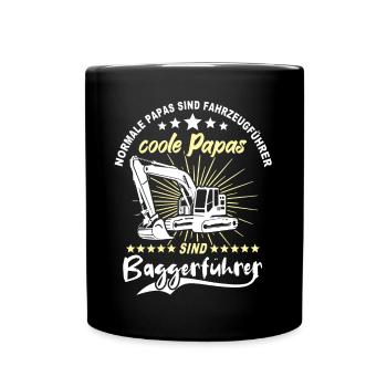 Baggerfahrer Papa - Tasse einfarbig - Schwarz - Vorne