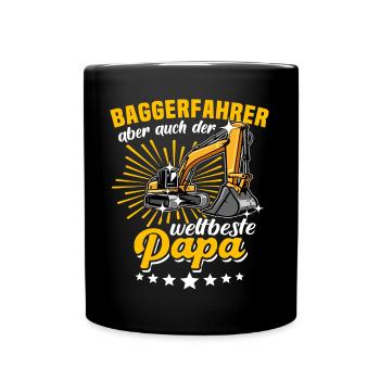 Baggerfahrer Papa - Tasse einfarbig - Schwarz - Vorne